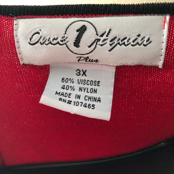 Sweater blouse, red with black trim 3X - Picture 2 of 2